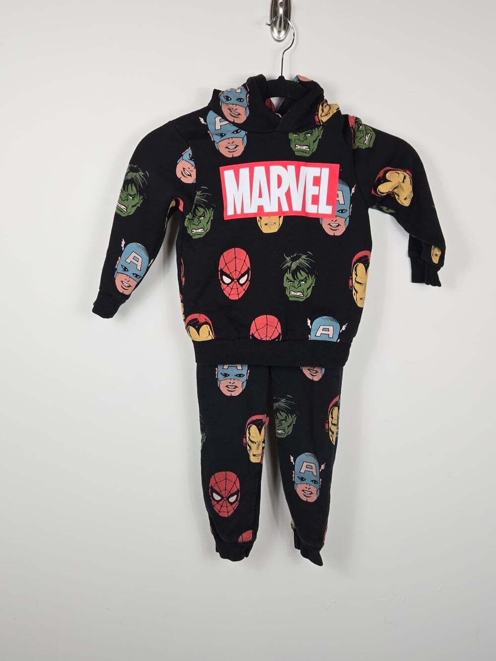 H&M Marvel Kids Hoodie Jogger Set 3-4Y Spider-Man Hulk Avengers Black